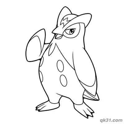 Prinplup Hand Up Standing Coloring Page