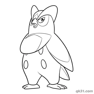 Prinplup Relaxed Side Standing Coloring Page