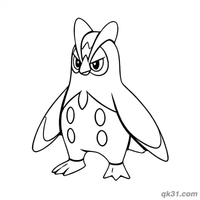 Prinplup Serious Angled Front View Coloring Page
