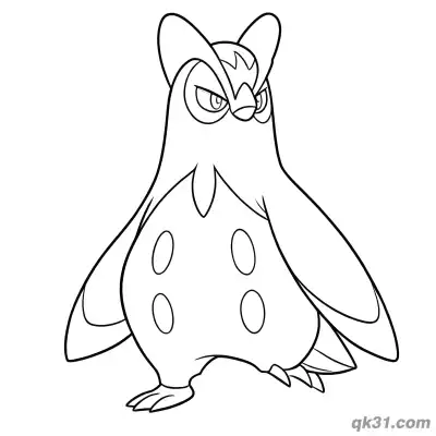 Prinplup Symmetrical Standing Pose Coloring Page