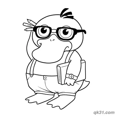 Free printable Bookworm Glasses Psyduck Coloring Page coloring page