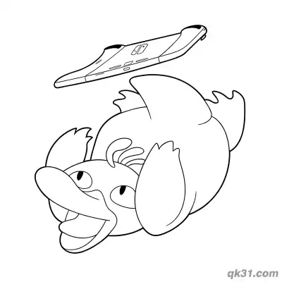 Free printable Falling Back While Staring at Cellphone Psyduck Coloring Page coloring page