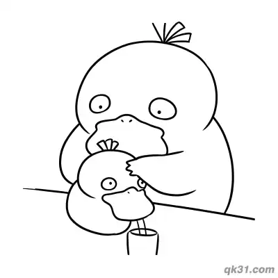 Free printable Pouring Water with Duck Kettle Psyduck Coloring Page coloring page