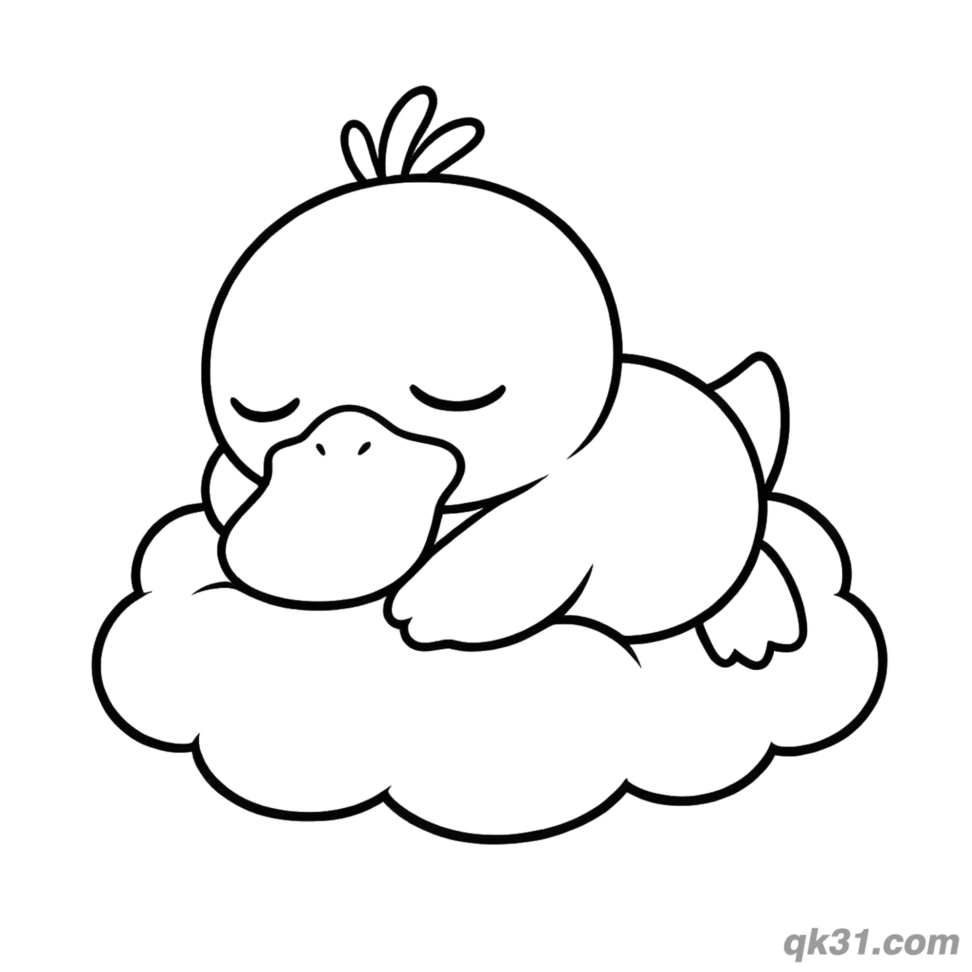 Sleeping on Cloud Psyduck Coloring Page – Free Printable Coloring Page for Kids and Adults