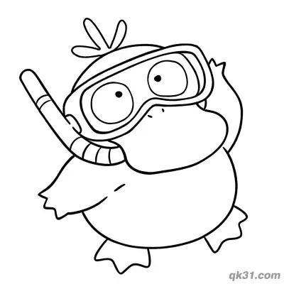 Free printable Snorkel Diving Goggle Psyduck Coloring Page coloring page