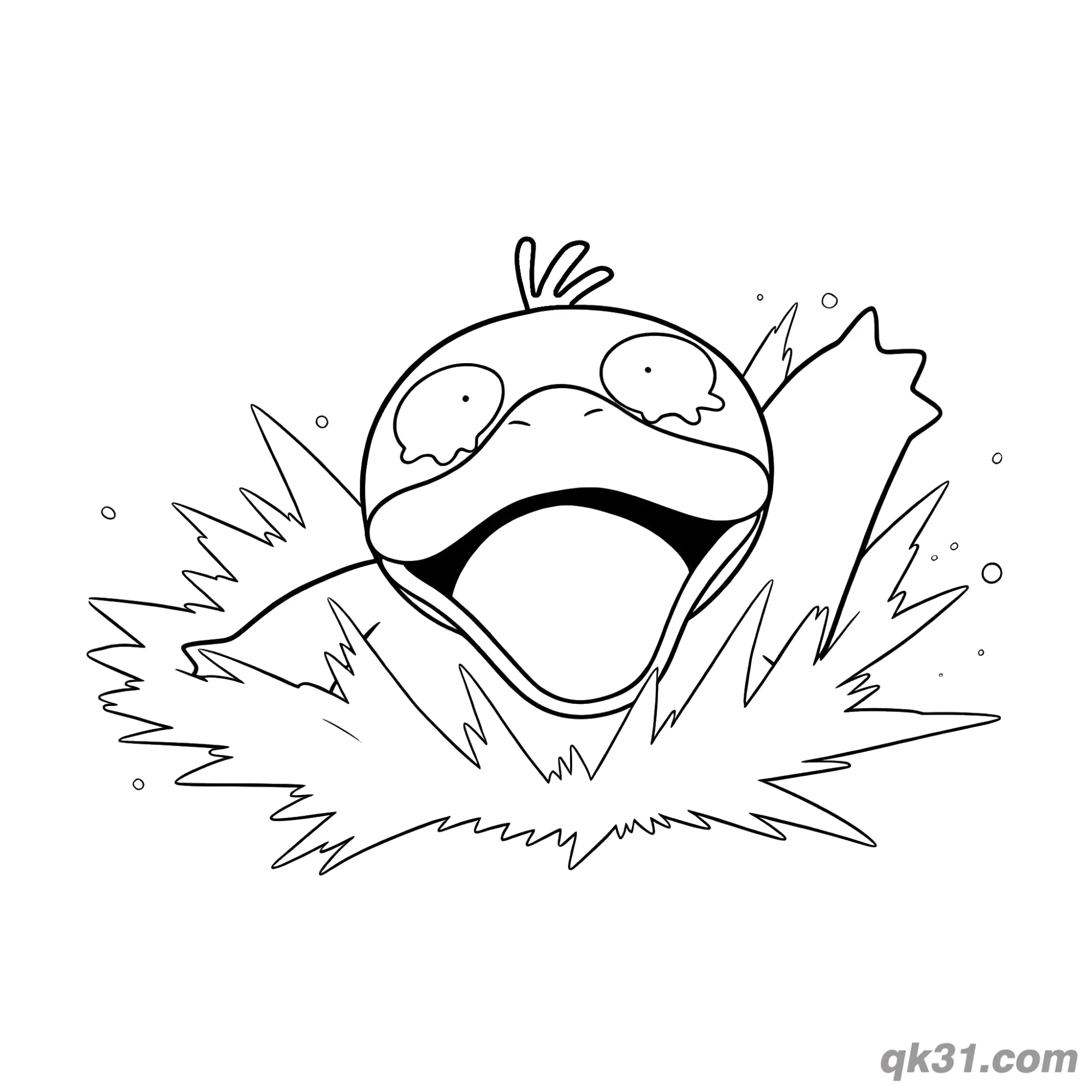 Splashing Crying Psyduck Coloring Page – Free Printable Coloring Page for Kids and Adults