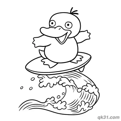 Free printable Wave Surfboard Psyduck Coloring Page coloring page