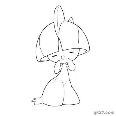 Free printable Blushing Ralts with Hands on Cheeks Coloring Page coloring page