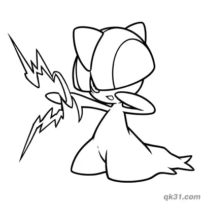 Free printable Ralts Using Electric Attack Coloring Page coloring page