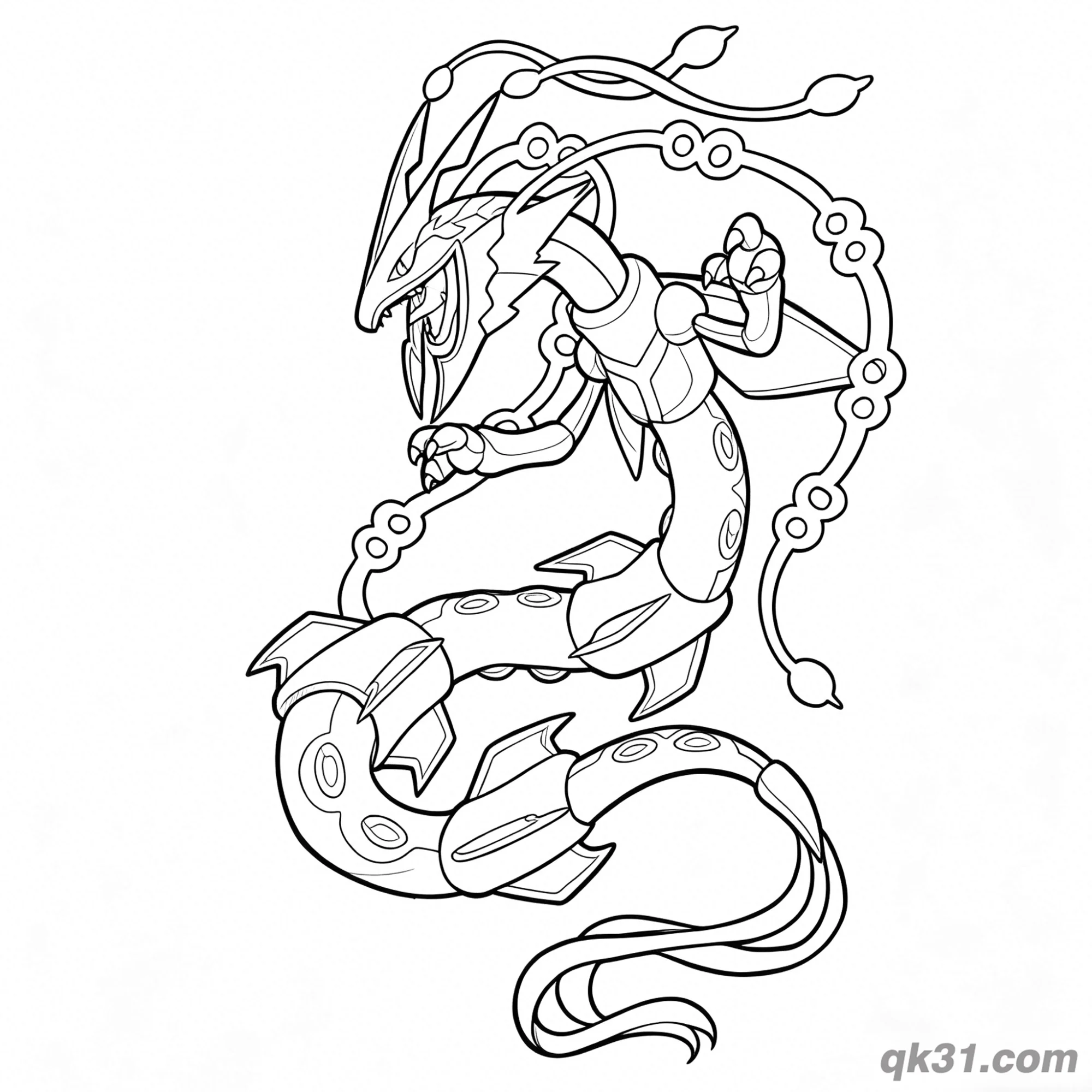 Mega Rayquaza Pokemon Orb Aura Coloring Page | QuickDuck