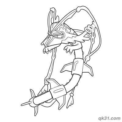 Free printable Primal Rayquaza Claws Forward Attack Stance Coloring Page coloring page