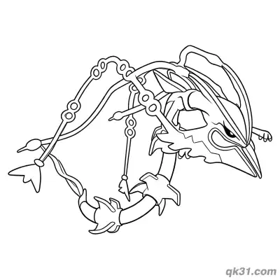 Free printable Primal Rayquaza Dive Head Close Up Coloring Page coloring page