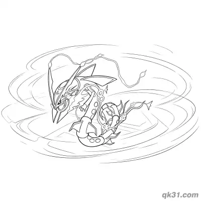 Free printable Primal Rayquaza Dragon Ascent Tornado Effect Coloring Page coloring page