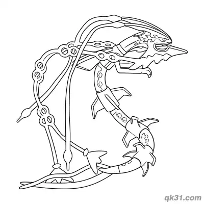Free printable Primal Rayquaza Full Body Extended Coloring Page coloring page