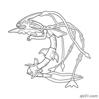 Free printable Primal Rayquaza Head Detail Close Up Coloring Page coloring page