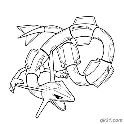 Free printable Rayquaza Coiling Body and Wing Structures Coloring Page coloring page