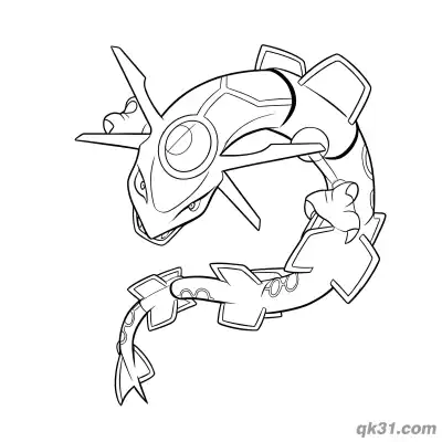 Free printable Rayquaza Head Low Howling Coloring Page coloring page