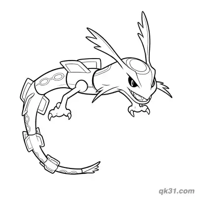 Free printable Rayquaza Long Body Low Glide Coloring Page coloring page