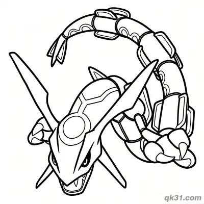 Free printable Rayquaza Pokemon Circular Coil Coloring Page coloring page