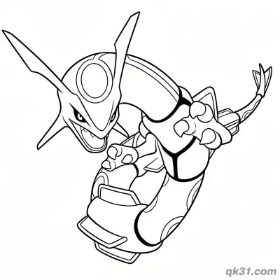Free printable Rayquaza Pokemon Frontal Pounce Coloring Page coloring page