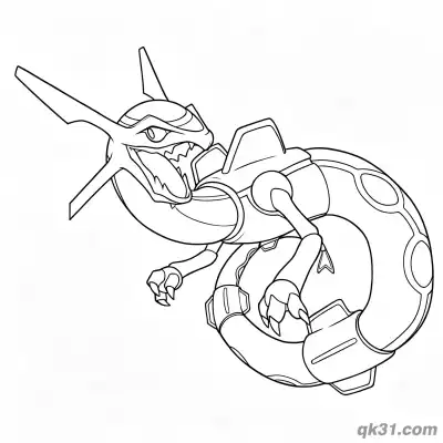 Free printable Rayquaza Pokemon Open Mouth Roar Coloring Page coloring page