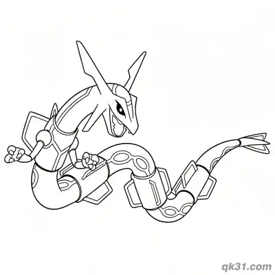 Free printable Rayquaza Pokemon Smooth Flight Coloring Page coloring page