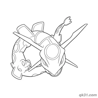 Free printable Rayquaza Ring Shape Contracted Pose Coloring Page coloring page