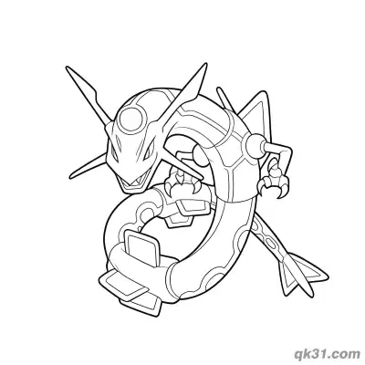 Free printable Rayquaza S Shape Curled Dynamic Pose Coloring Page coloring page