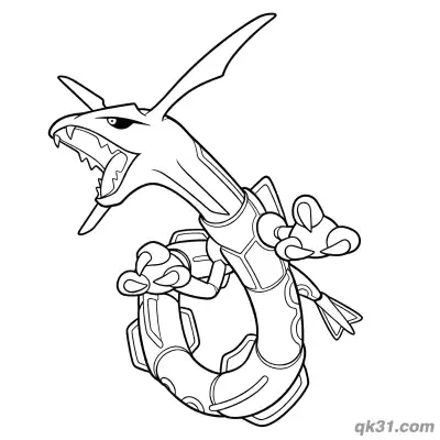 Free printable Rayquaza Side View Dynamic Pose Coloring Page coloring page