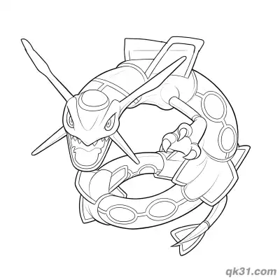 Free printable Rayquaza Tight Circular Coil Coloring Page coloring page