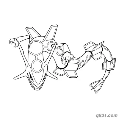 Free printable Rayquaza Top Down Hovering Flight Coloring Page coloring page