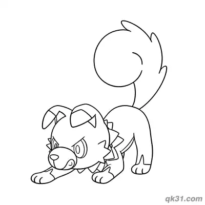 Free printable Rockruff Pokémon Crouching Attack Coloring Page coloring page