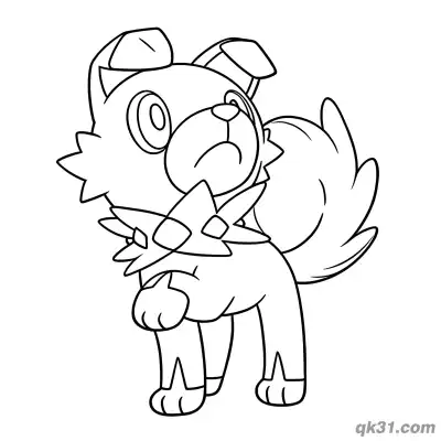 Free printable Rockruff Pokémon Tilted Head Cute Coloring Page coloring page