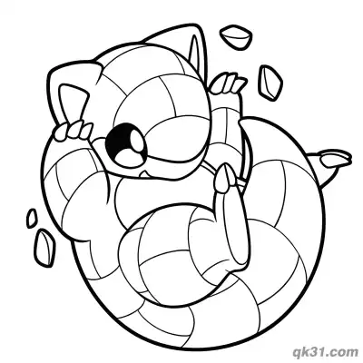 Free printable Sandshrew Breaking Rocks with Poké Ball Action Coloring Page coloring page