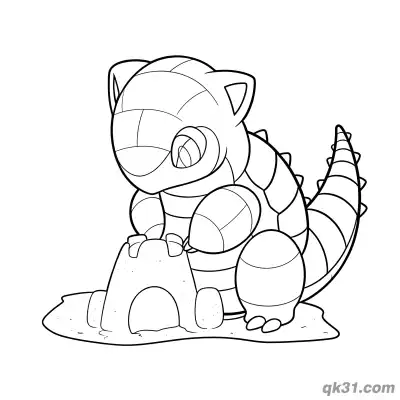 Free printable Sandshrew Building Sandcastle Fun Coloring Page coloring page