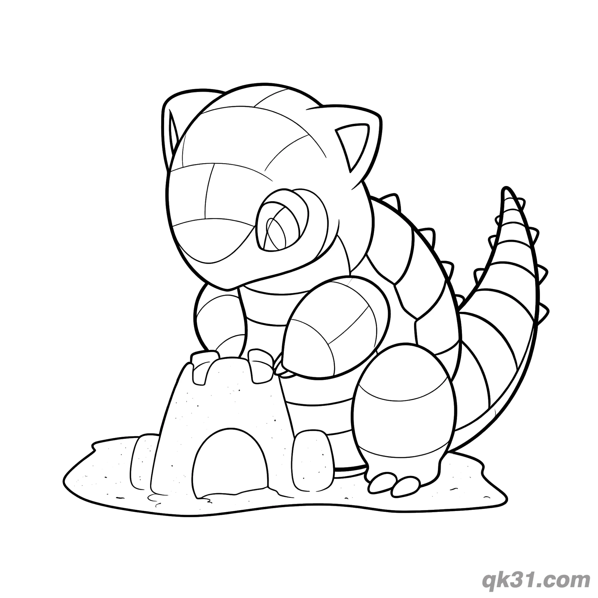 Sandshrew Building Sandcastle Fun Coloring Page – Free Printable Coloring Page for Kids and Adults