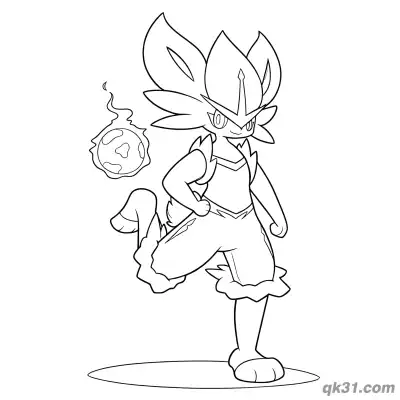 Free printable Cinderace Charging Fireball Coloring Page coloring page