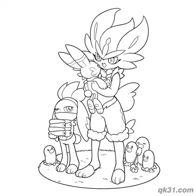 Free printable Cinderace Eating Something Coloring Page coloring page