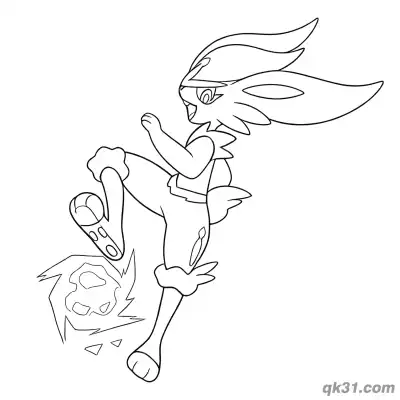 Free printable Cinderace Fire Kick Action Pokemon Coloring Page coloring page