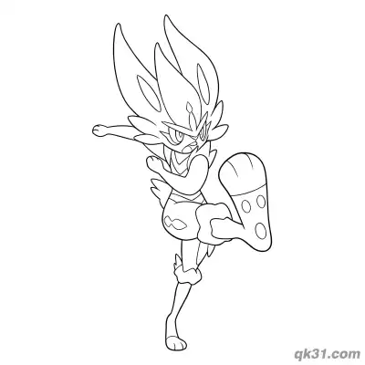 Free printable Cinderace Flying Kick Coloring Page coloring page