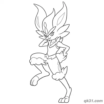 Free printable Cinderace Hand on Cheek Pose Coloring Page coloring page