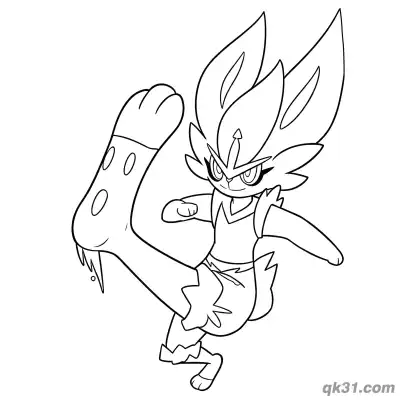 Free printable Cinderace High Kick Coloring Page coloring page