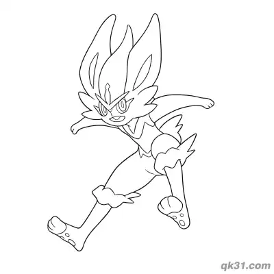 Free printable Cinderace Intense Running Coloring Page coloring page