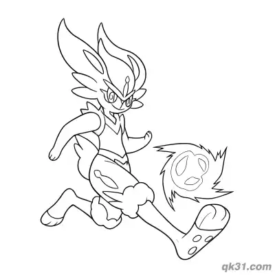 Free printable Cinderace Kicking Pyro Ball Attack Coloring Page coloring page