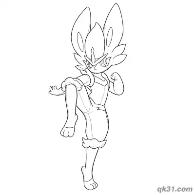 Free printable Cinderace Kicking Stance Battle Ready Coloring Page coloring page
