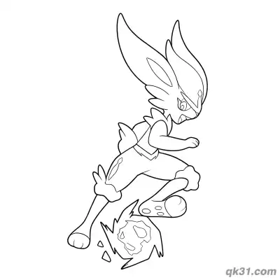 Free printable Cinderace Kicking Stone Coloring Page coloring page