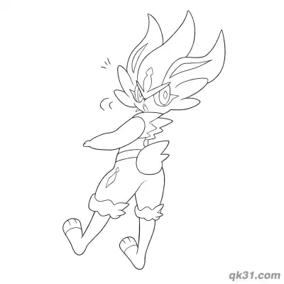 Free printable Cinderace Looking Back Motion Coloring Page coloring page