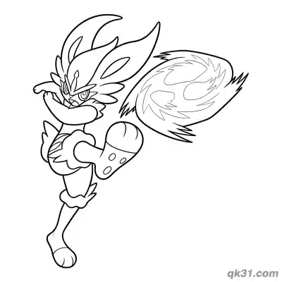 Free printable Cinderace Pyro Ball Kick Motion Coloring Page coloring page