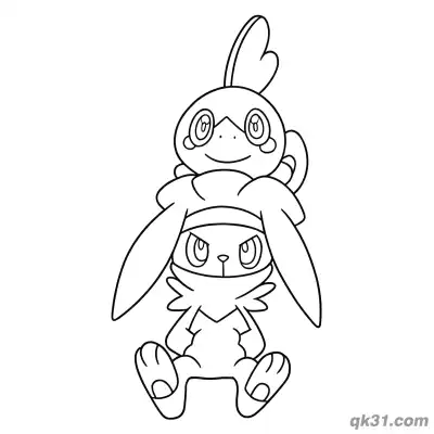 Free printable Raboot with Sobble Pokemon Coloring Page coloring page