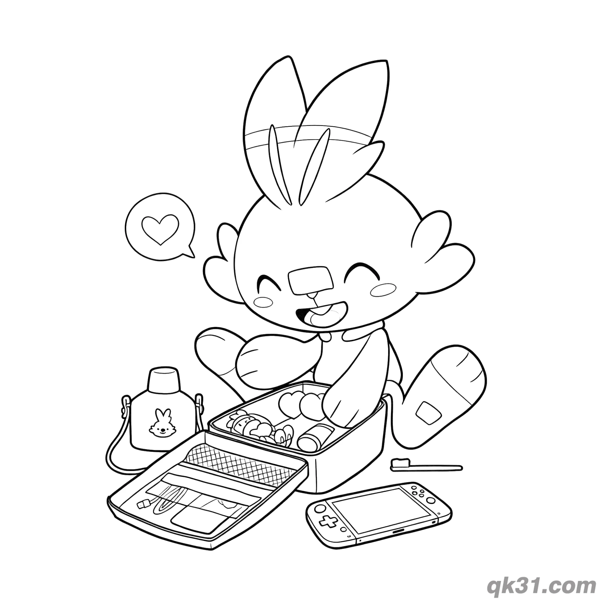 Scorbunny Bento Lunch Gaming Coloring Page – Free Printable Coloring Page for Kids and Adults